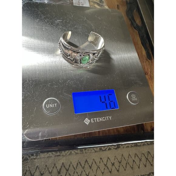 Sonoran Gold Turquoise Cuff Bracelet by Darrell Morgan Sterling Navajo 46 Grams - Picture 9 of 9